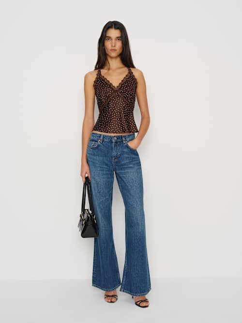 Reformation Monica Silk Top Colette Dot