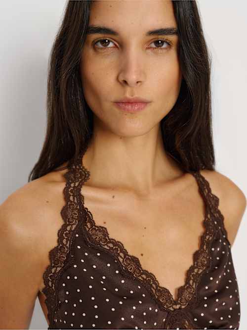 Reformation Monica Silk Top Colette Dot