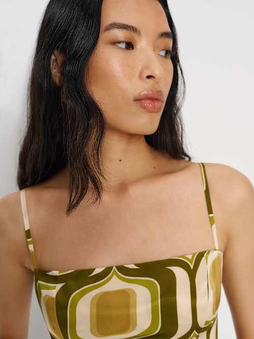 Reformation Overland Silk Top Aloe
