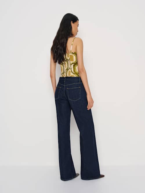 Reformation Overland Silk Top Aloe