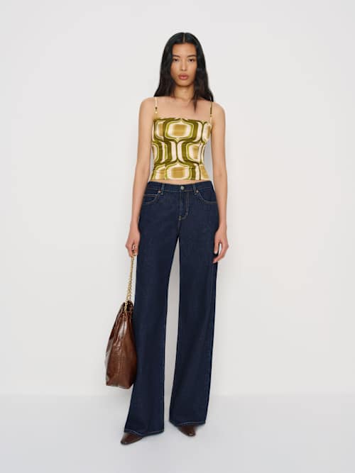 reformation Overland Silk Top Aloe