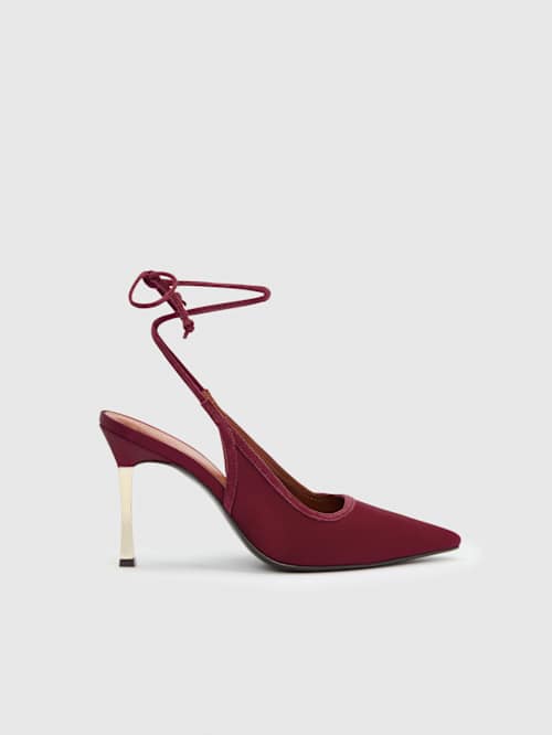 Reformation Paris Heeled Pump Dark Cherry Satin