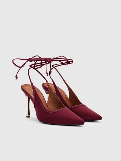 Reformation Paris Heeled Pump Dark Cherry Satin