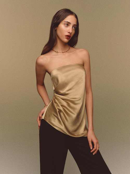 reformation Quinley Silk Top