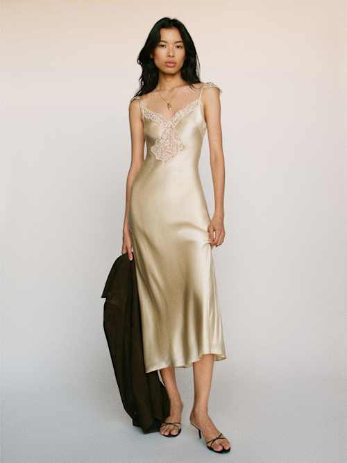 reformation Serafina Silk Dress