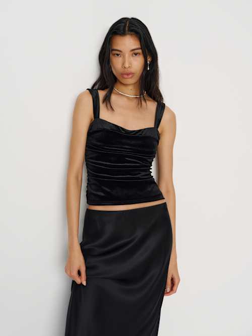 Reformation Trish Knit Top Black Velvet