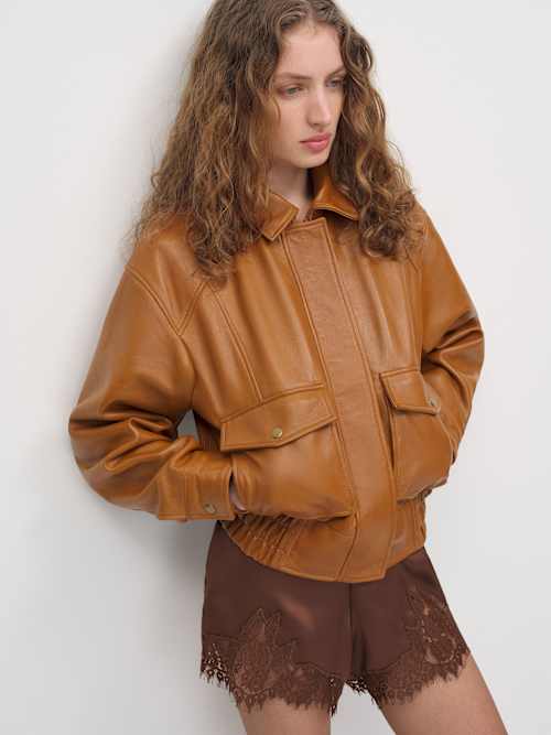 Reformation Veda Daphne Leather Bomber