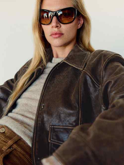 Reformation Veda Daphne Leather Bomber