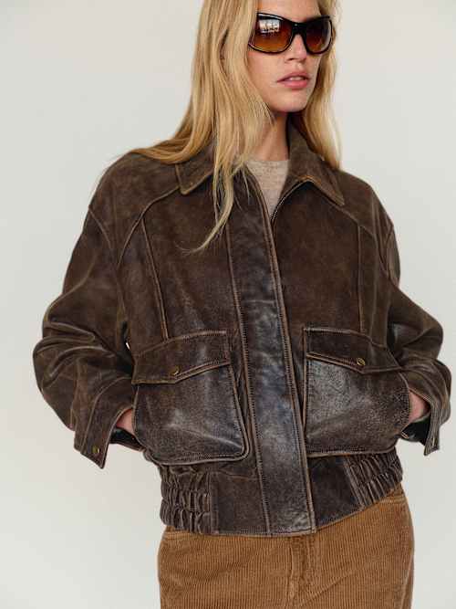 reformation Veda Daphne Leather Bomber