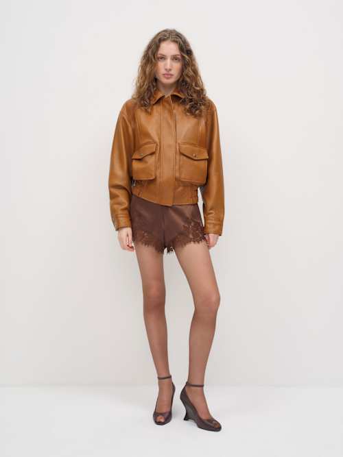 reformation Veda Daphne Leather Bomber