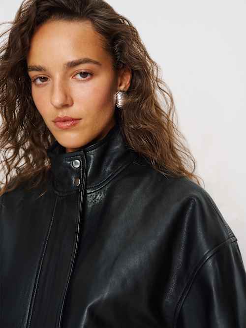 Reformation Veda Harrison Leather Oversized Bomber