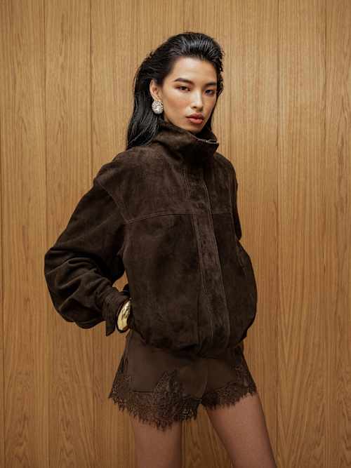 reformation Veda Kendall Suede Jacket