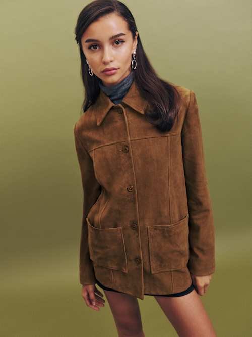 Reformation Veda Lincoln Suede Shirt Jacket