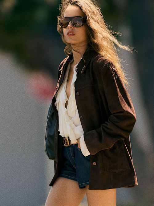 reformation Veda Lincoln Suede Shirt Jacket