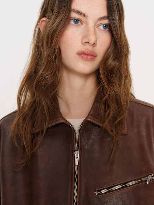 Reformation Veda Marco Leather Oversized Bomber