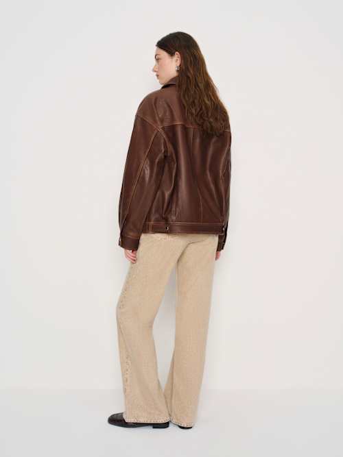 Reformation Veda Marco Leather Oversized Bomber