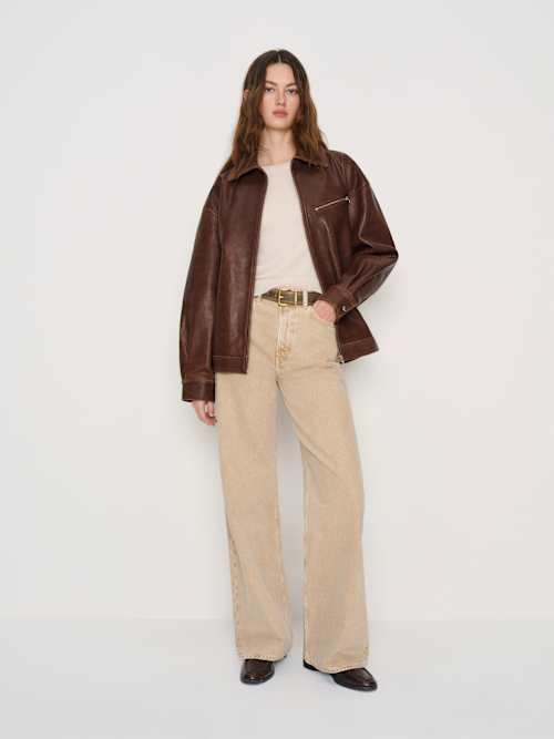 reformation Veda Marco Leather Oversized Bomber