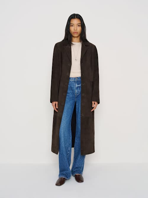 reformation Veda Penny Oversized Suede Coat