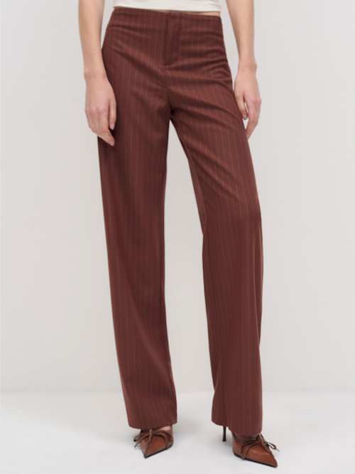 Reformation Vida Low Rise Pant Brown Stripe