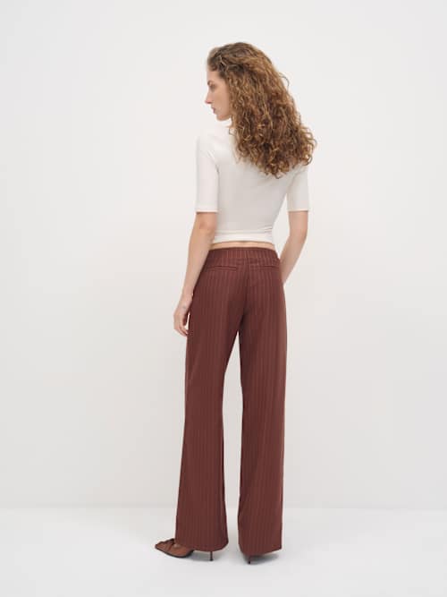 Reformation Vida Low Rise Pant Brown Stripe