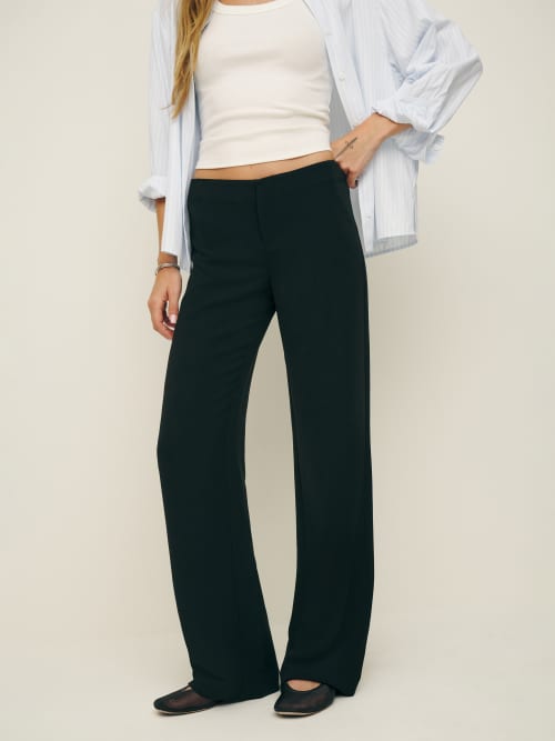 Reformation Vida Low Rise Pant Pitch Black