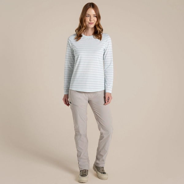 Regatta Craghoppers Women's NosiLife Akona Long Sleeved Top | Nimbus Blue Stripe