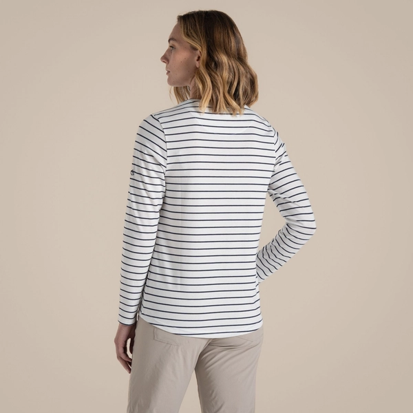 regatta Craghoppers Women's NosiLife Akona Long Sleeved Top | Blue Navy Stripe