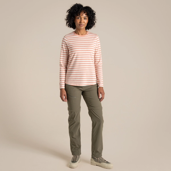 Regatta Craghoppers Women's NosiLife Akona Long Sleeved Top | Clay Stripe