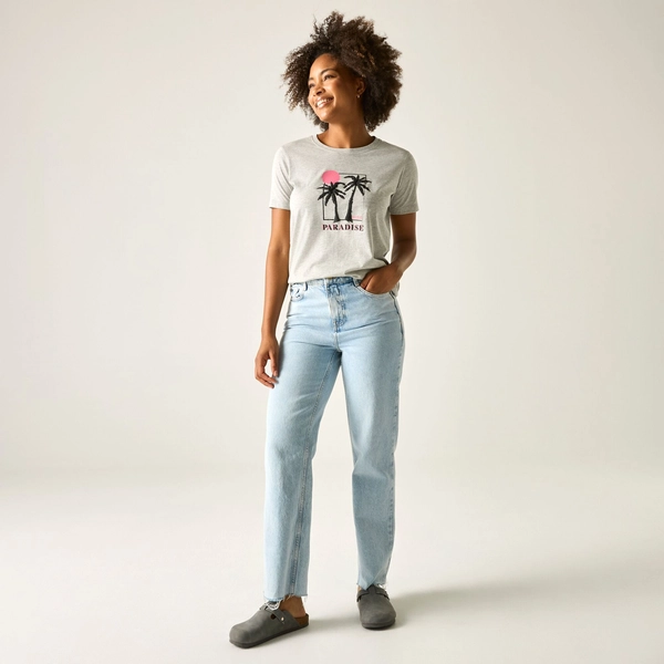 Regatta Women's Filandra VX T-Shirt | Grey Marl Paradise Palm