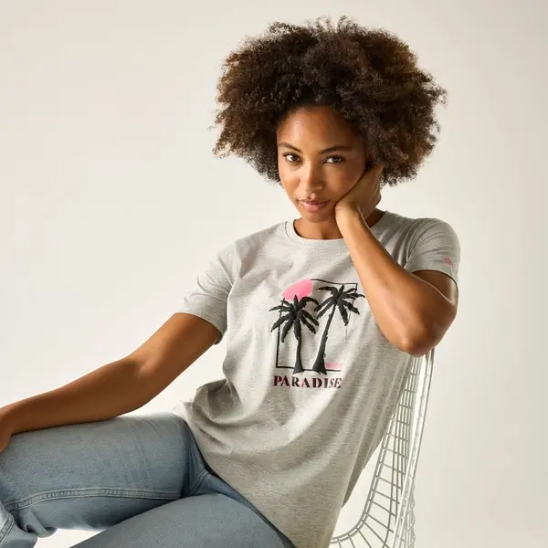 Regatta Women's Filandra VX T-Shirt | Grey Marl Paradise Palm