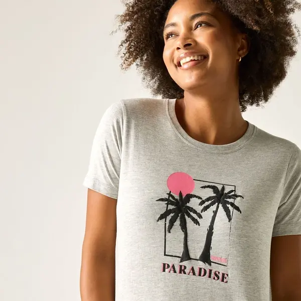 Regatta Women's Filandra VX T-Shirt | Grey Marl Paradise Palm