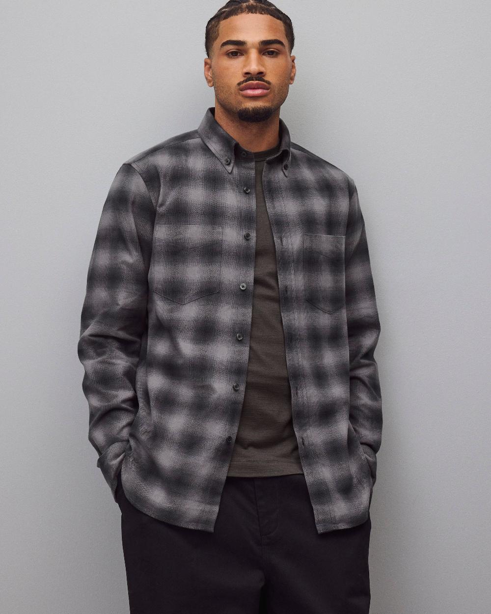reigning champ Cotton Plaid Site Standard Shirt