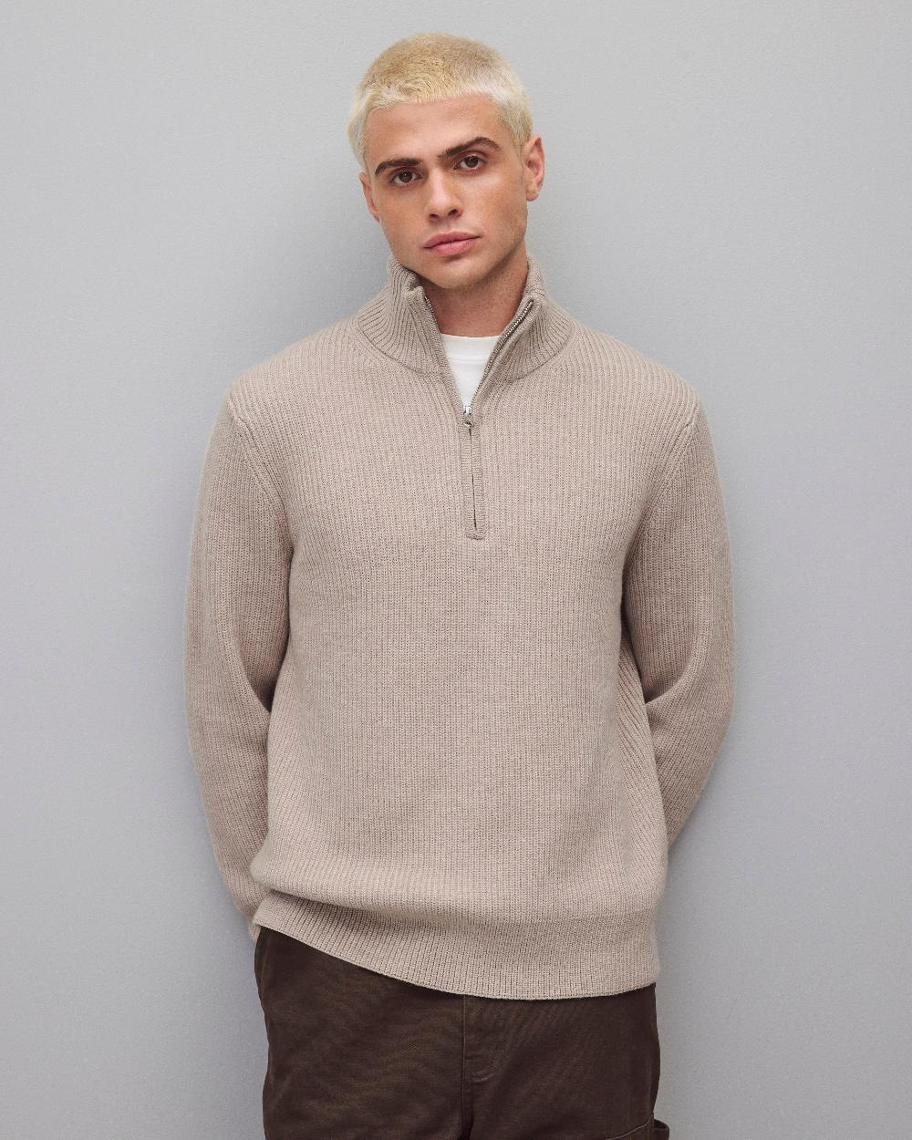 reigning champ Merino Rib Vinnie Quarter Zip