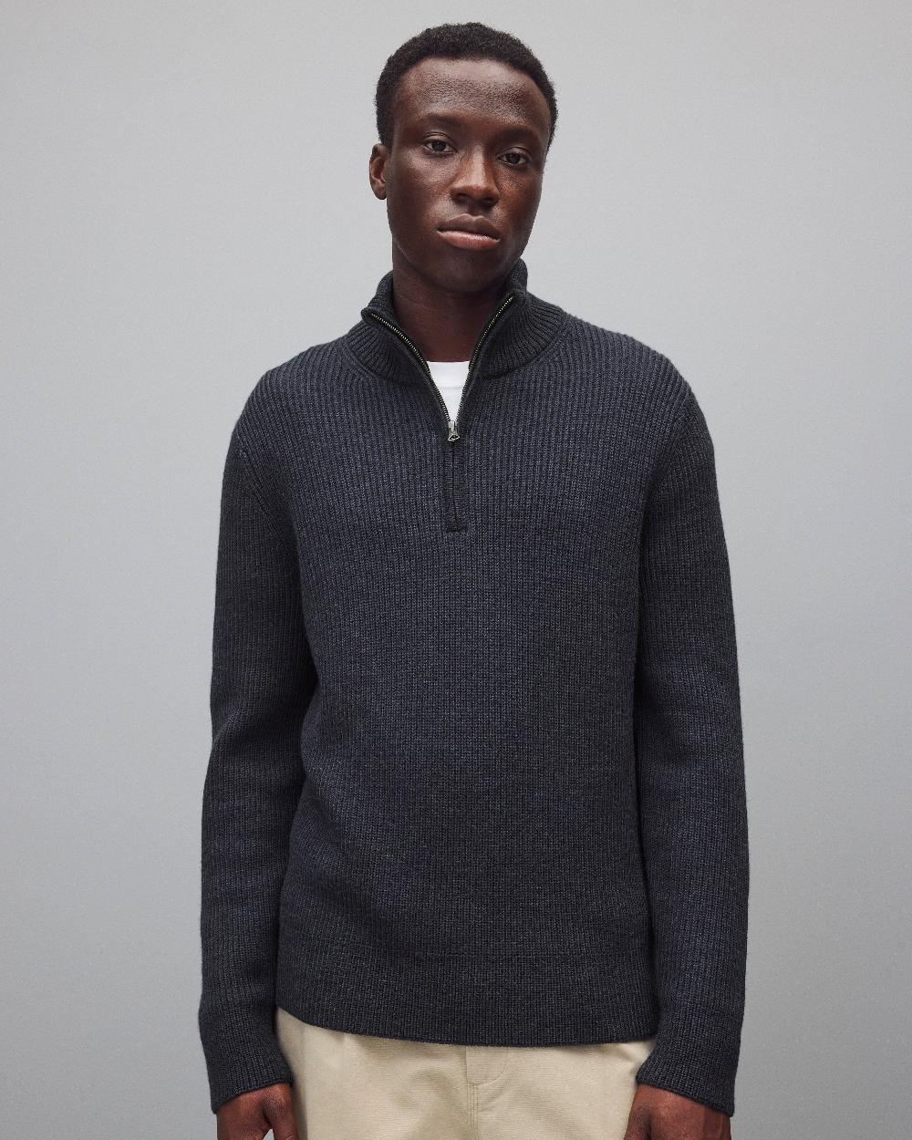 reigning champ Merino Rib Vinnie Quarter Zip