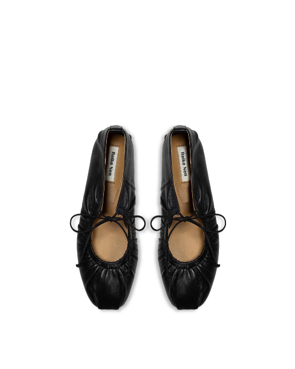 Reike Nen BOW SHIRRING FLATS_BLACK