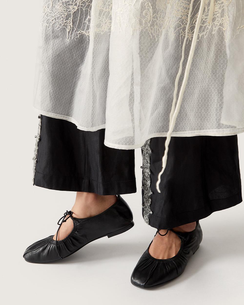 Reike Nen BOW SHIRRING FLATS_BLACK