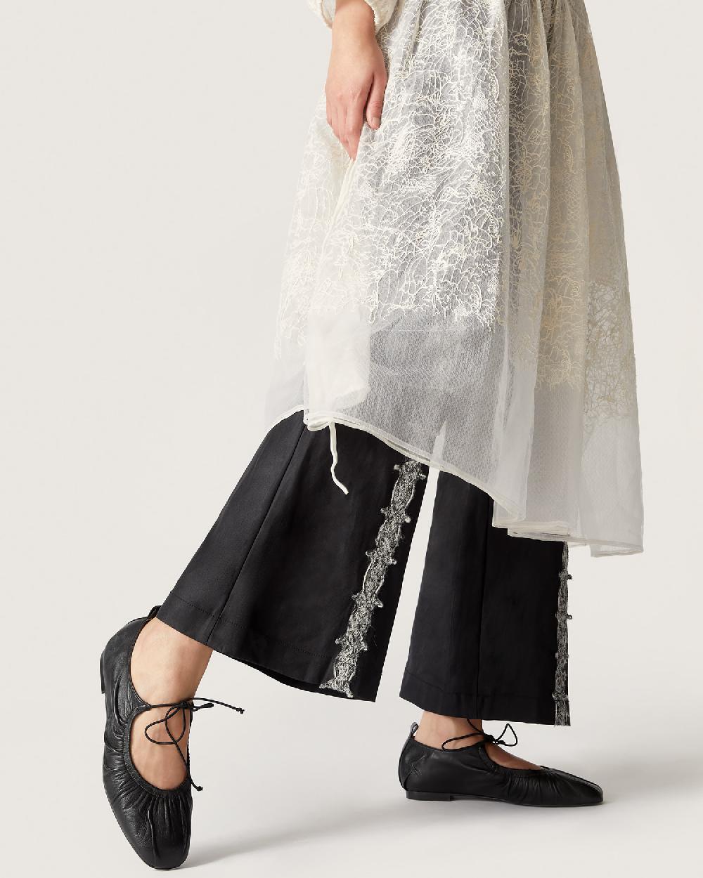 Reike Nen BOW SHIRRING FLATS_BLACK