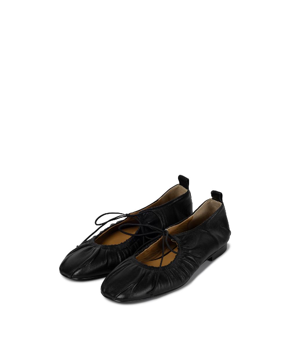 reike nen BOW SHIRRING FLATS_BLACK