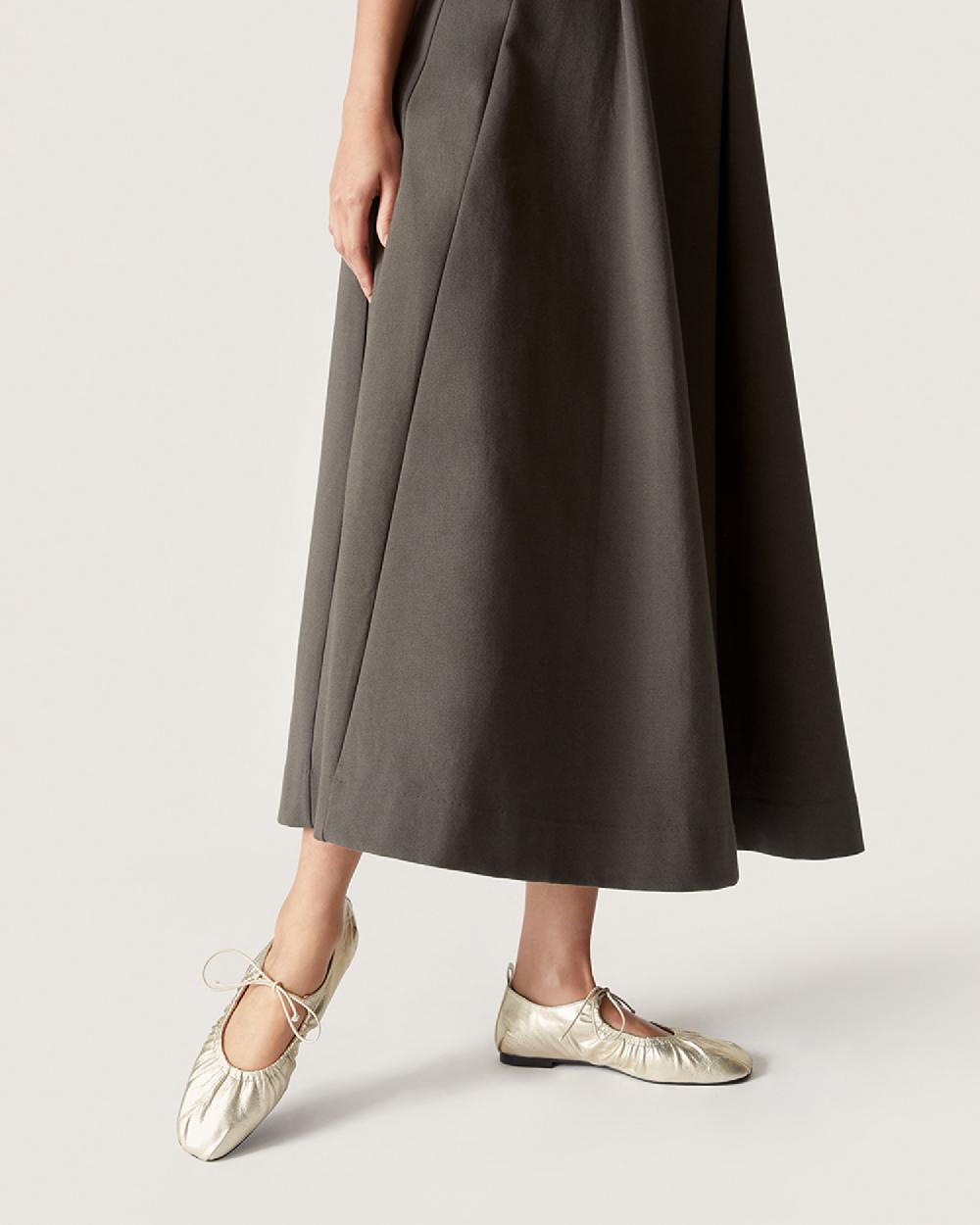 Reike Nen BOW SHIRRING FLATS_GOLD