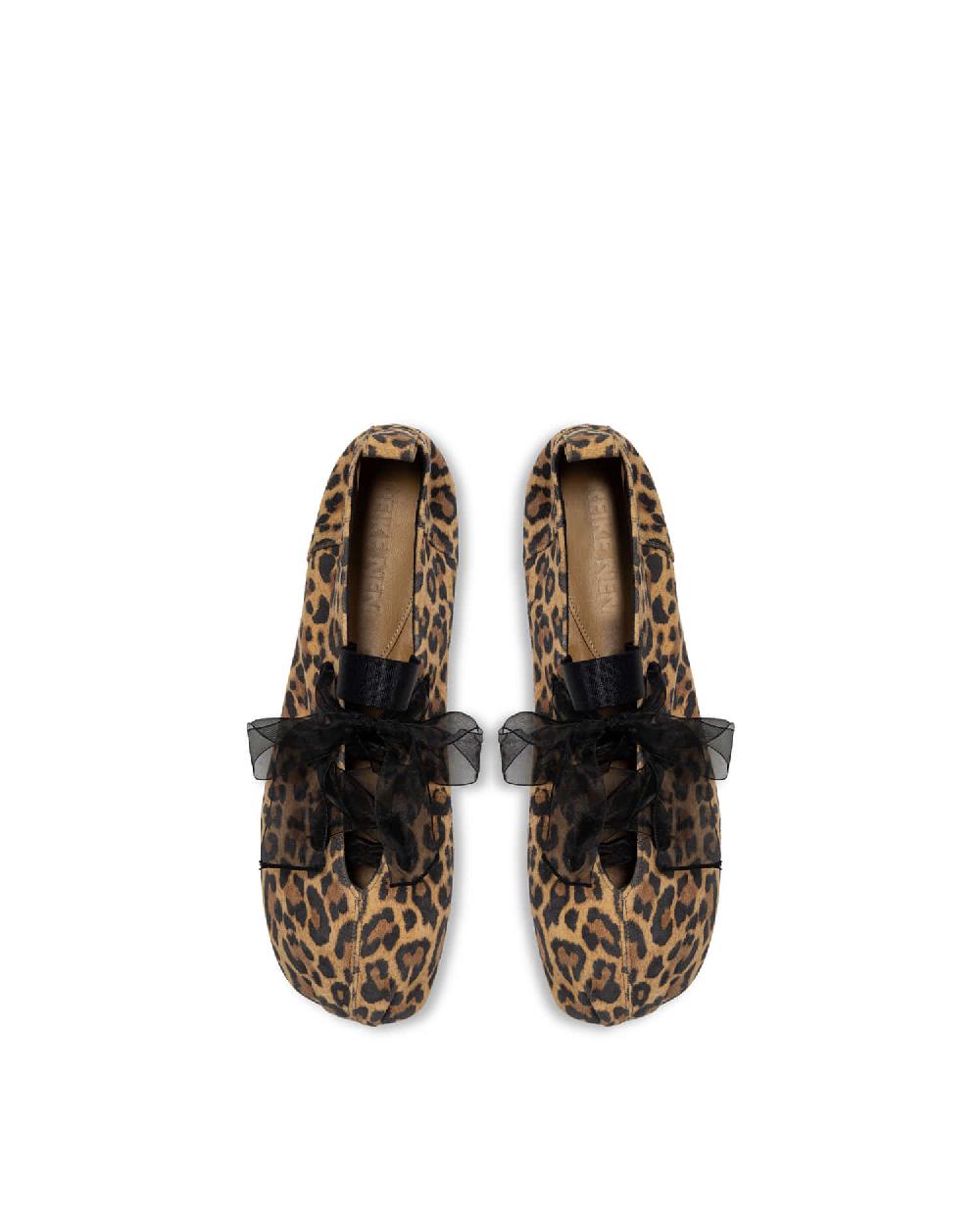 Reike Nen ORGANZA RIBBON FLATS_LEOPARD