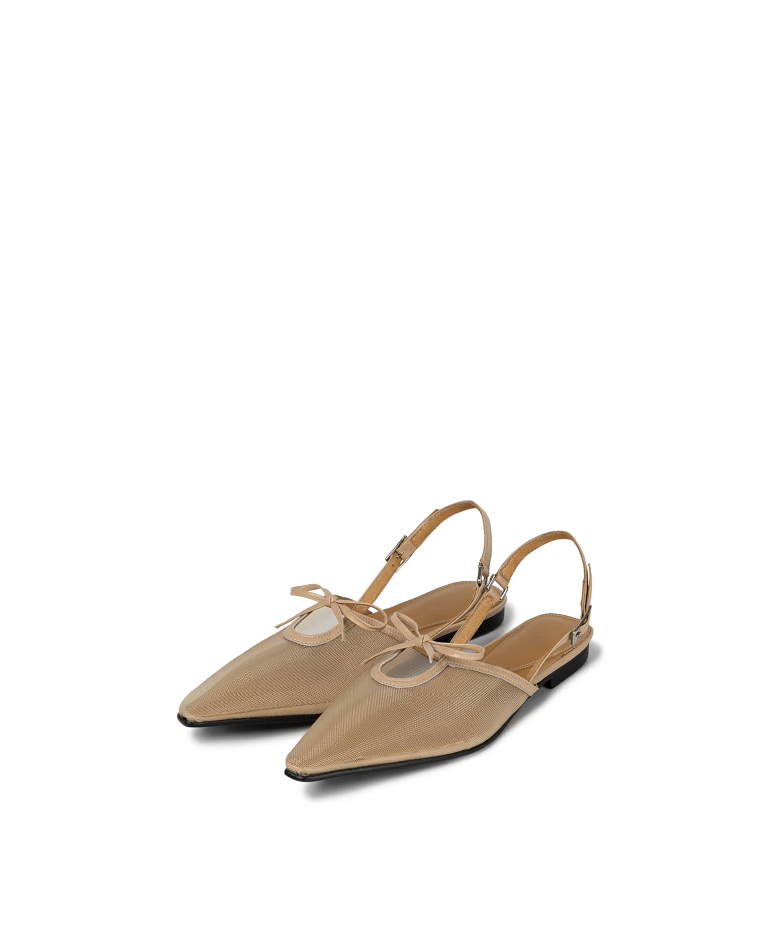 Reike Nen POINTED RIBBON FLATS_BEIGE