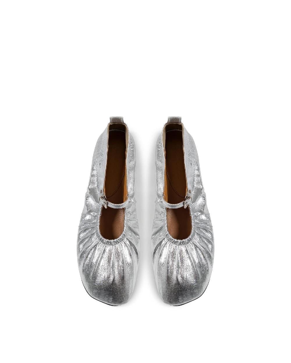 Reike Nen SHIRRING MARY JANE_SILVER