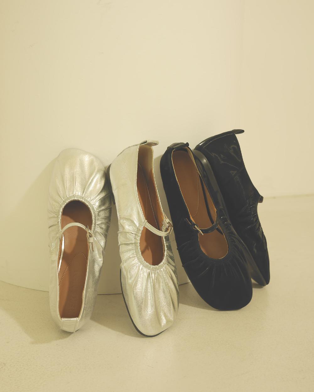 Reike Nen SHIRRING MARY JANE_SILVER