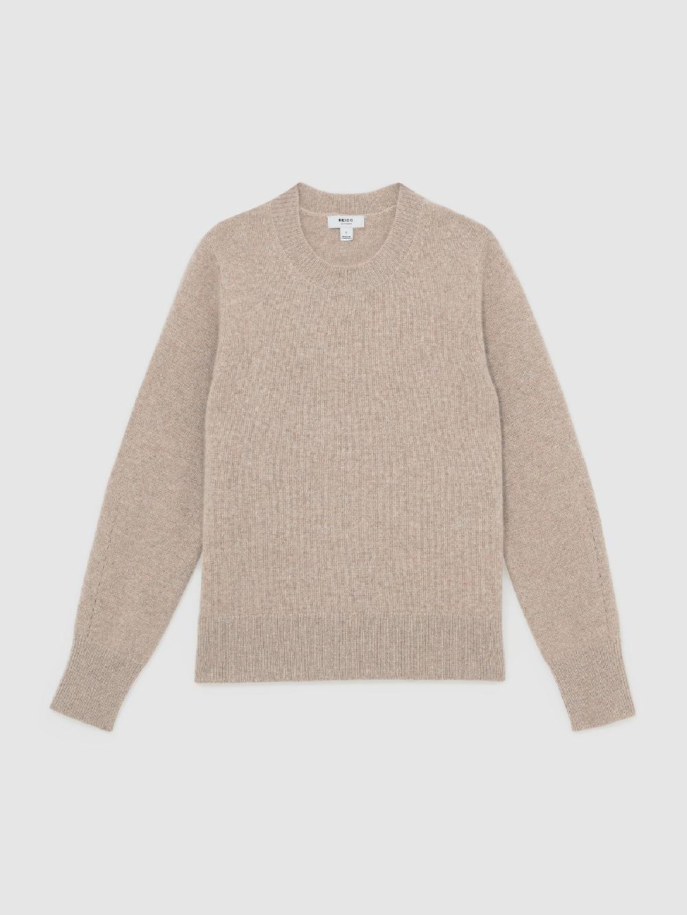 Reiss 100% Cashmere Crew-Neck Jumper In Oatmeal Neutral