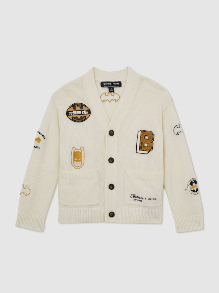 reiss 13-14 yrs Batman | Reiss Badge Cardigan in Off White