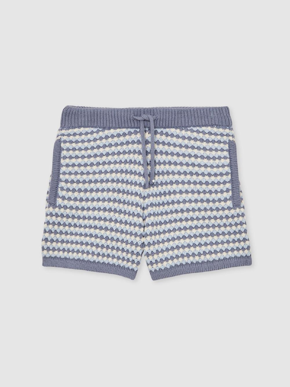 Reiss 13-14 Yrs Cotton-Blend Knitted Stripe Shorts In Blue/White
