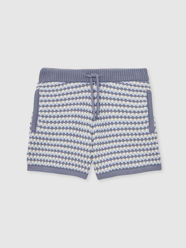 reiss 13-14 yrs Cotton-Blend Knitted Stripe Shorts in Blue/White