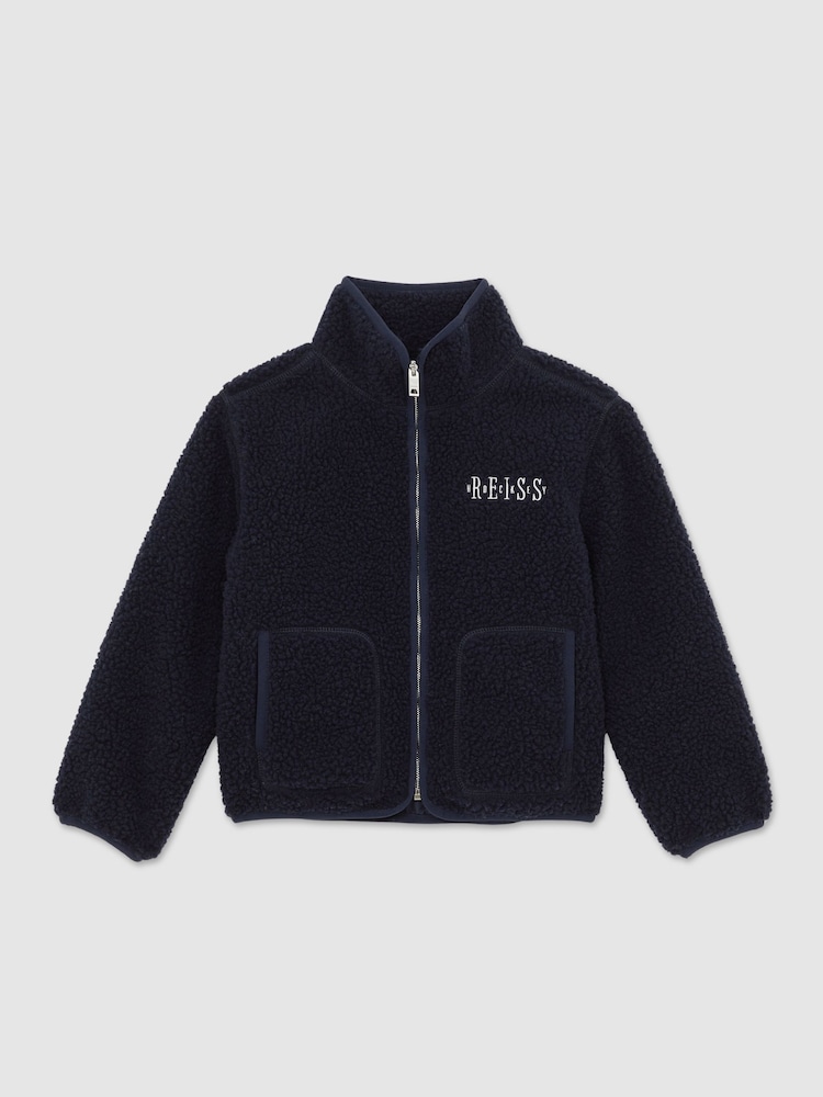 reiss 13-14 yrs Fleece Zip-Through Hockey Jacket in Navy Blue