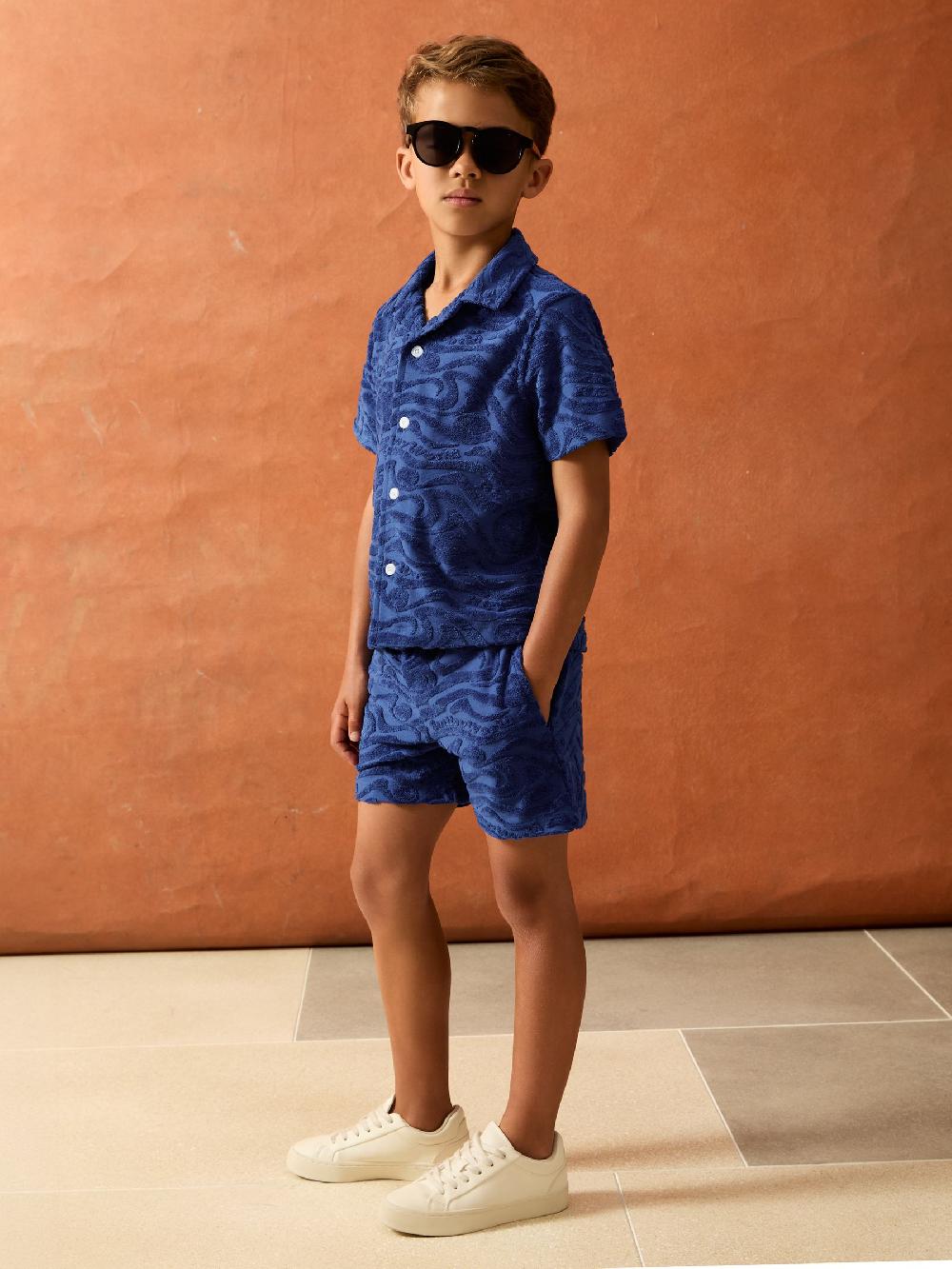 Reiss 13-14 Yrs SmileyWorld | Reiss Wave Texture Shorts In Bright Blue