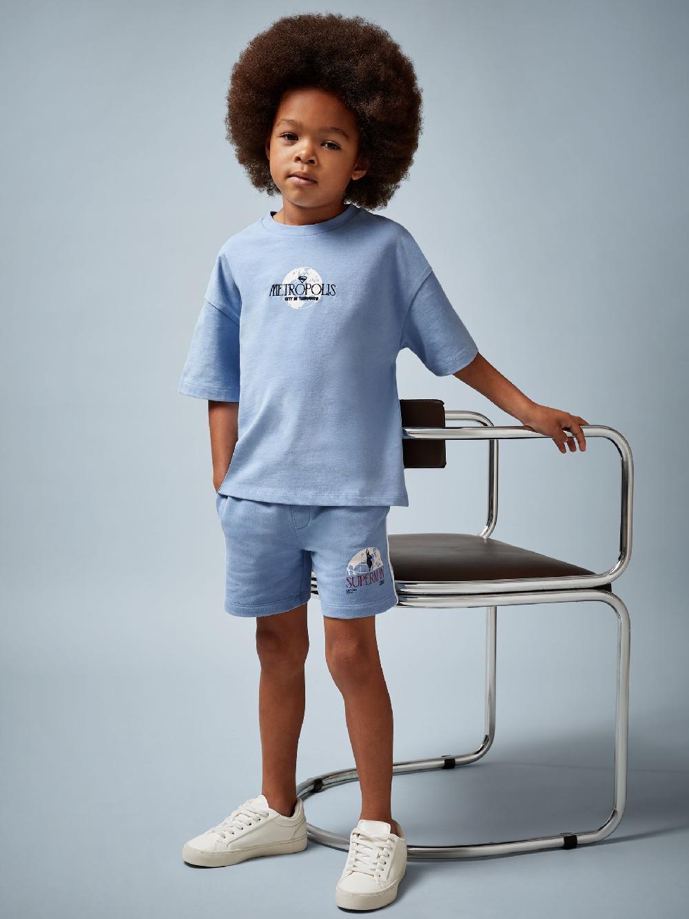 Reiss 13-14 Yrs Superman | Reiss Logo-Print Shorts In Light Blue